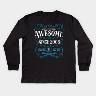 12th Birthday Gift T-Shirt Awesome Since 2008 Kids Long Sleeve T-Shirt